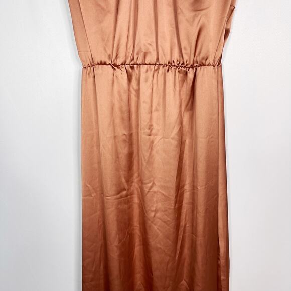 New ASOS Design Maternity US 6 Bronze Cinch Waist Pleated Maxi Dress Cocktail - Picture 4 of 12